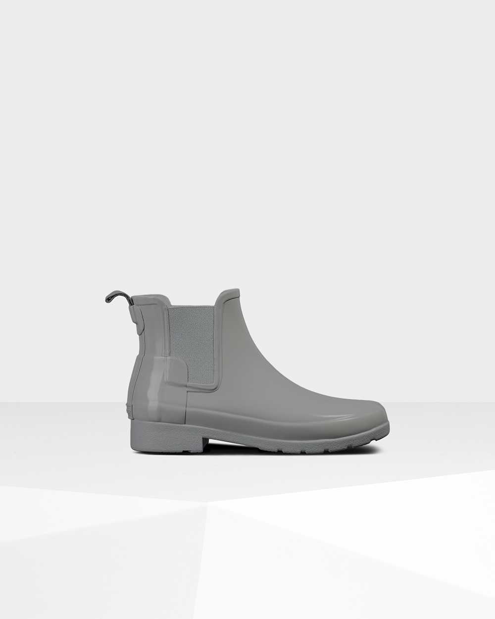 Botas Chelsea Mujer - Hunter Refined Gloss Slim Fit Gris - KTWLYC-938 - Gris